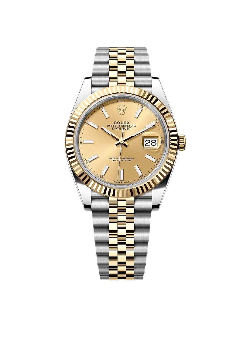 Super Clones Rolex Clean Factory Datejust 41mm Stainless Steel Silver-Gold 2 Tone Jubilee Bracelet Gold Dial Caliber 3235 Swiss Movement