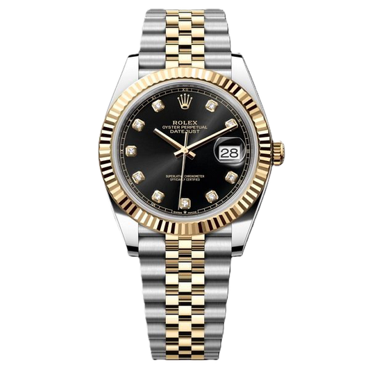 Super Clones Rolex The Most Premium ARF Factory Datejust 41mm Stainless Steel Silver-Gold 2 Tone Jubilee Bracelet Black Stone Figures Dial Caliber 3235 Swiss Movement