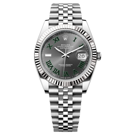 Super Clones Rolex Clean Factory Datejust 41mm Stainless Steel Silver Jubilee Bracelet Grey Wimbledon Dial Caliber 3235 Swiss Movement