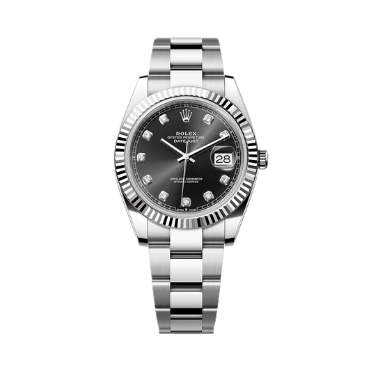 Super Clones Rolex Clean Factory Datejust 41mm Stainless Steel Silver Oyster Bracelet Grey Stone Figures Dial Caliber 3235 Swiss Movement