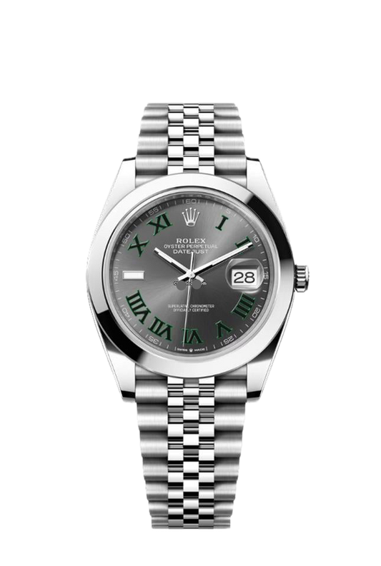 Super Clones RLX Clean Factory Datejust 41mm Stainless Steel Silver Jubilee Bracelet Grey Wimbledon Dial Domed Bezel Caliber 3235 Swiss Movement