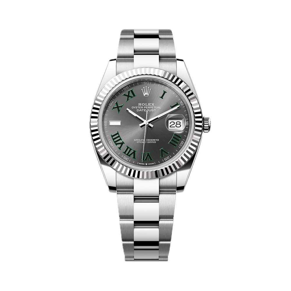 Super Clones Rolex Clean Factory Datejust 41mm Stainless Steel Silver Oyster Bracelet Grey Wimbledon Dial Caliber 3235 Swiss Movement