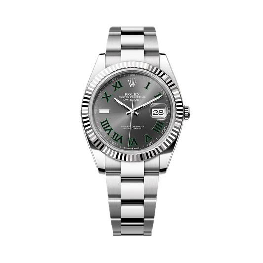 Super Clones Rolex Clean Factory Datejust 41mm Stainless Steel Silver Oyster Bracelet Grey Wimbledon Dial Caliber 3235 Swiss Movement