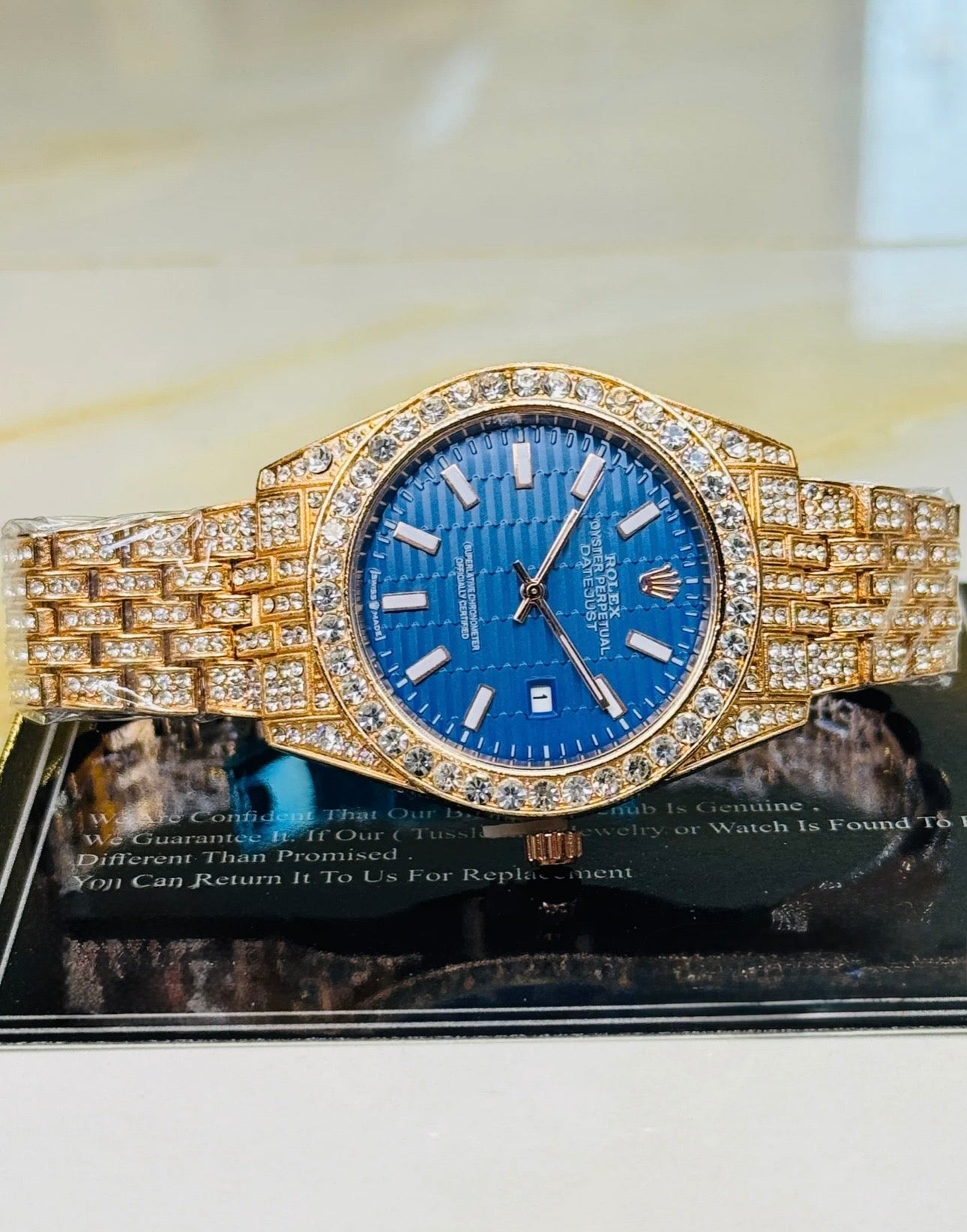Rolex Rose Gold Sapphire Perpetual Iced For Her