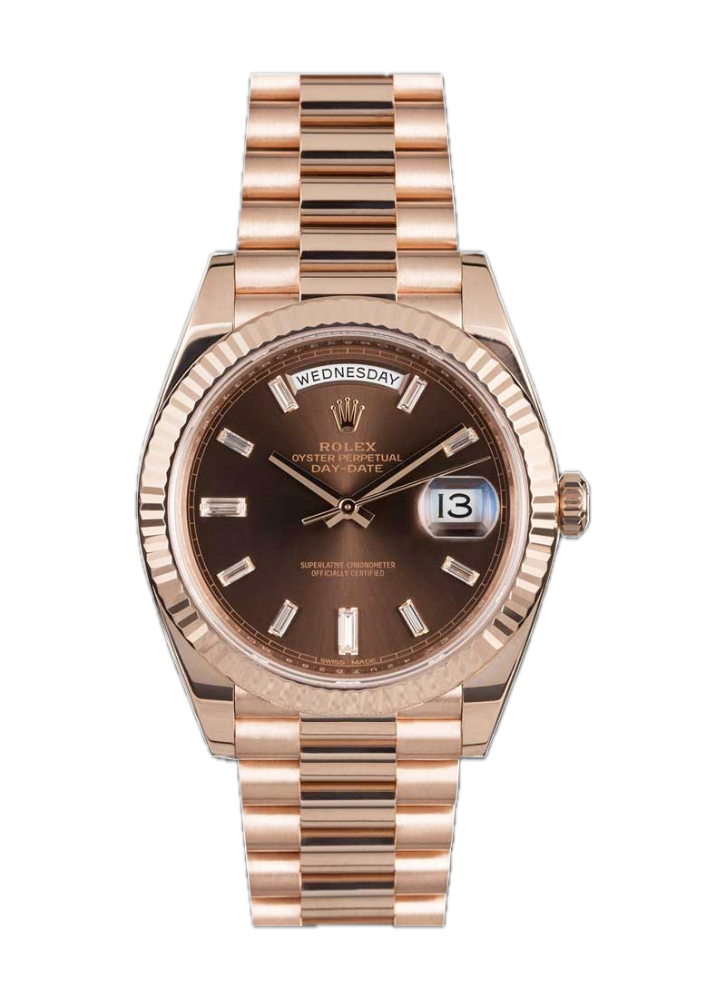 Super Clones RLX The Most Premium ARF Factory Daydate 40mm Stainless Steel Rosegold Presidential Bracelet Brown Gems Figures Dial Caliber 3255 Swiss Movement
