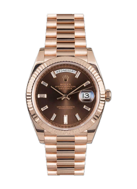 Super Clones RLX The Most Premium ARF Factory Daydate 40mm Stainless Steel Rosegold Presidential Bracelet Brown Gems Figures Dial Caliber 3255 Swiss Movement