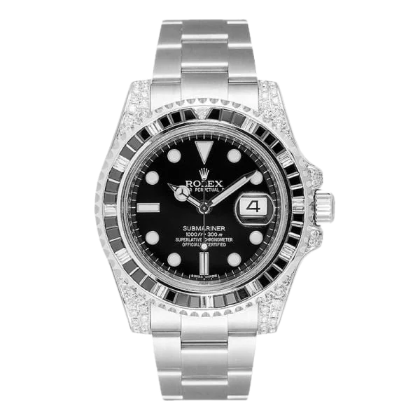 Super Clones Rolex Clean Factory Submariner Stainless Steel Silver Oyster Bracelet Black Dial Black Stoned Bezel Caliber 3235 Swiss Movement