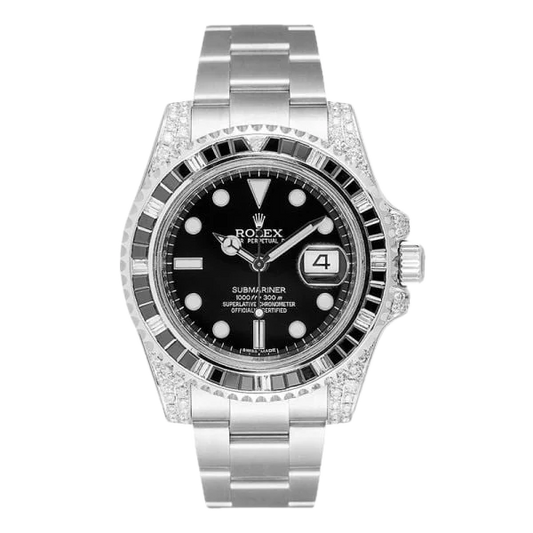Super Clones Rolex Clean Factory Submariner Stainless Steel Silver Oyster Bracelet Black Dial Black Stoned Bezel Caliber 3235 Swiss Movement