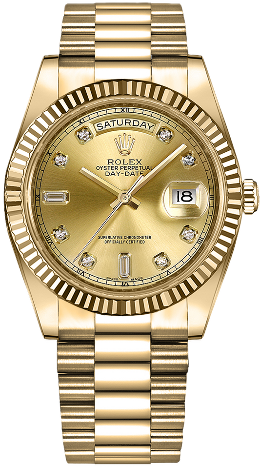 Super Clones Rolex Clean Factory Daydate 40mm Stainless Steel Gold Presidential Bracelet Gold Stone Figures Dial Caliber 3255 Swiss Movement