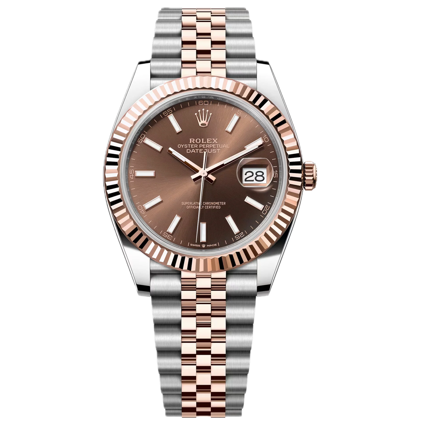 Super Clones RLX The Most Premium ARF Factory Datejust 41mm Stainless Steel Silver-Rosegold 2 Tone Jubilee Bracelet Brown Dial Caliber 3235 Swiss Movement