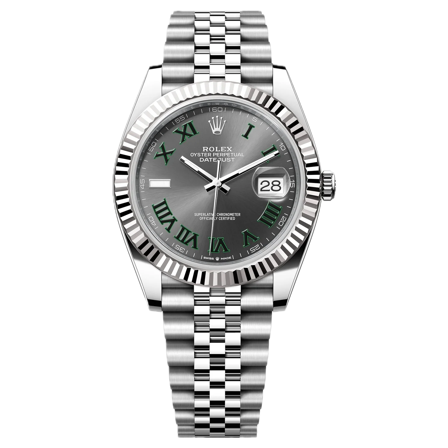 Super Clones Rolex The Most Premium ARF Factory Datejust 41mm Stainless Steel Silver Jubilee Bracelet Grey Wimbledon Dial Caliber 3235 Swiss Movement