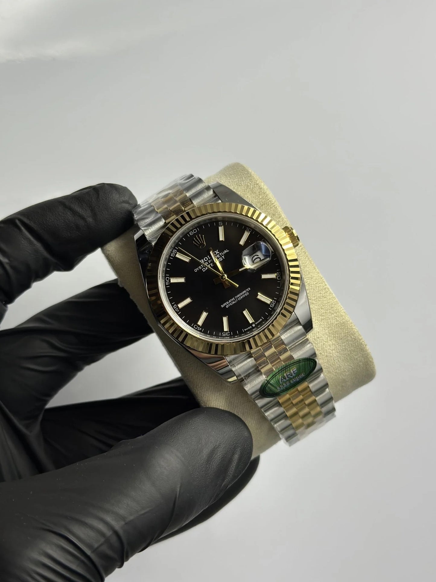 Super Clones Rolex The Most Premium ARF Factory Datejust 41mm Stainless Steel Silver-Gold 2 Tone Jubilee Bracelet Black Dial Caliber 3235 Swiss Movement
