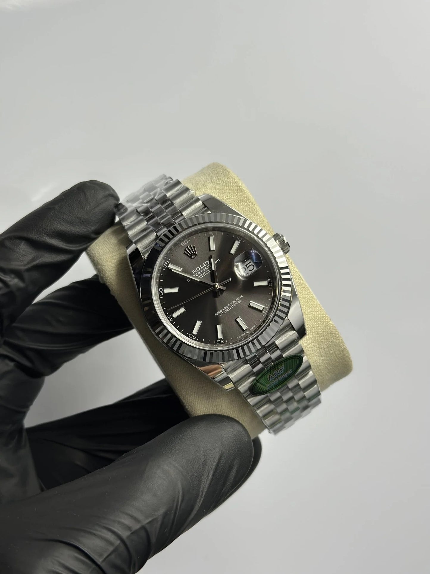 Super Clones Rolex The Most Premium ARF Factory Datejust 41mm Stainless Steel Silver Jubilee Bracelet Grey Dial Caliber 3235 Swiss Movement