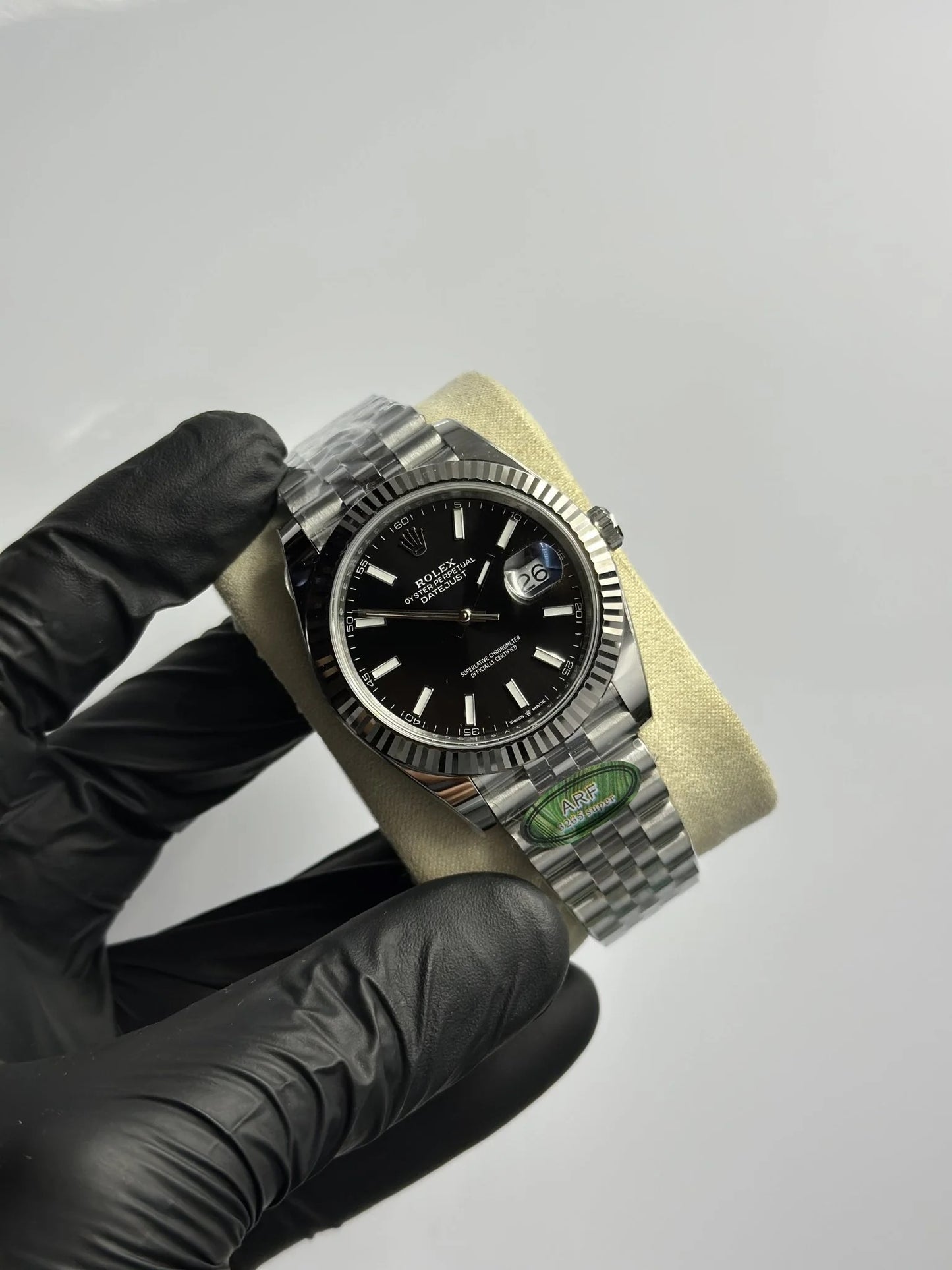 Super Clones Rolex The Most Premium ARF Factory Datejust 41mm Stainless Steel Silver Jubilee Bracelet Black Dial Caliber 3235 Swiss Movement