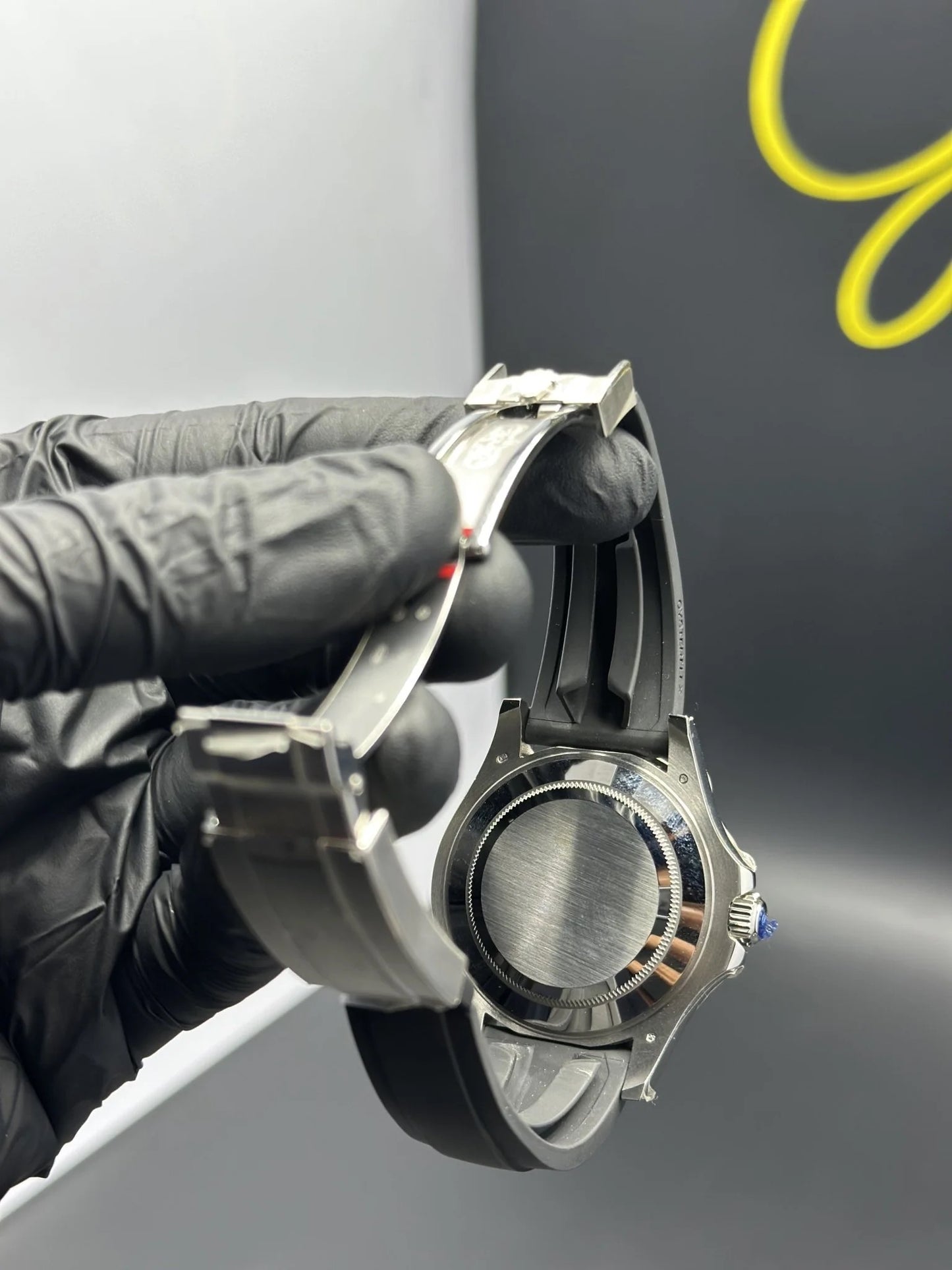 Super Clones Rolex Clean Factory Yacht Master Silicone Strap Rolex Clean Factory Yacht Master Silicone Strap Black Strap Black Dial Black Bezel Caliber 3235 Swiss Movement
