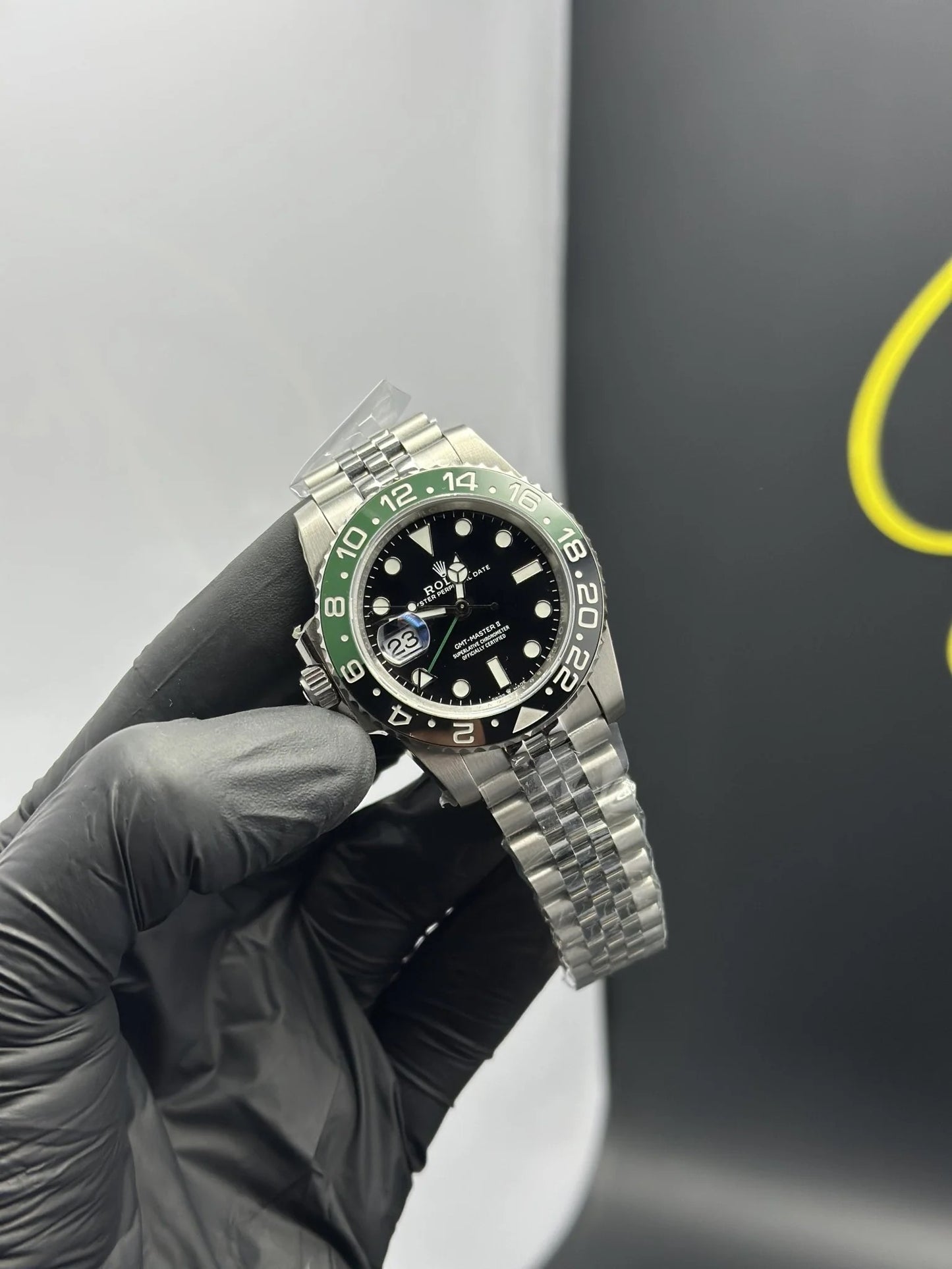 Super Clones Rolex Clean Factory GMT Master II Stainless Steel Silver Jubilee Bracelet Sprite Dial Caliber 3285 Swiss Movement