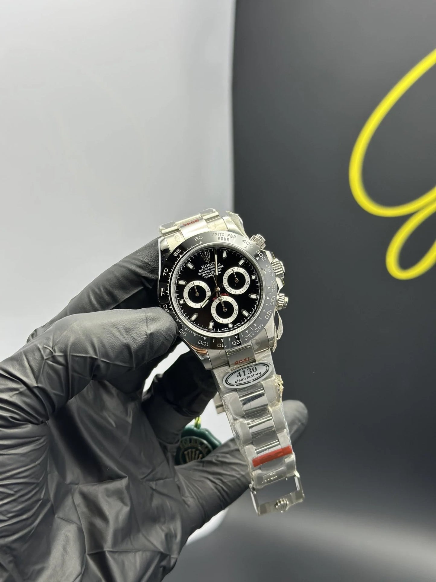 Super Clones Rolex Clean Factory Daytona Stainless Steel Silver Oyster Bracelet Godzilla Dial Caliber 4131 Swiss Movement