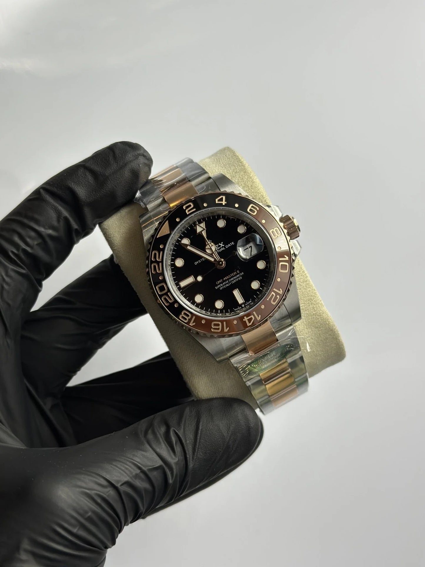 Super Clones Rolex The Most Premium ARF Factory GMT Master II Stainless Steel Silver-Rosegold 2 Tone Oyster Bracelet Root Beer Dial Caliber 3285 Swiss Movement