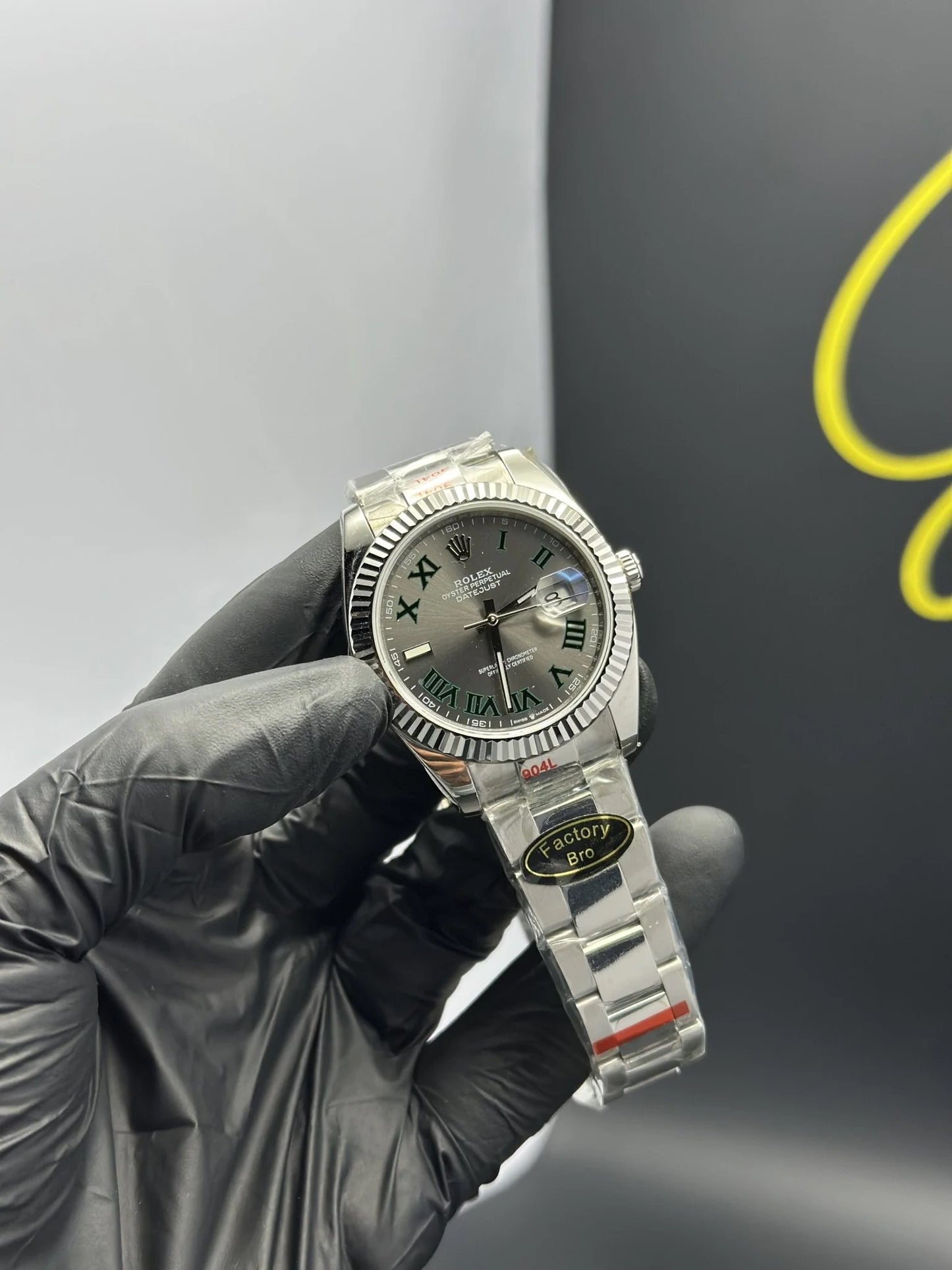 Super Clones Rolex Clean Factory Datejust 41mm Stainless Steel Silver Oyster Bracelet Grey Wimbledon Dial Caliber 3235 Swiss Movement