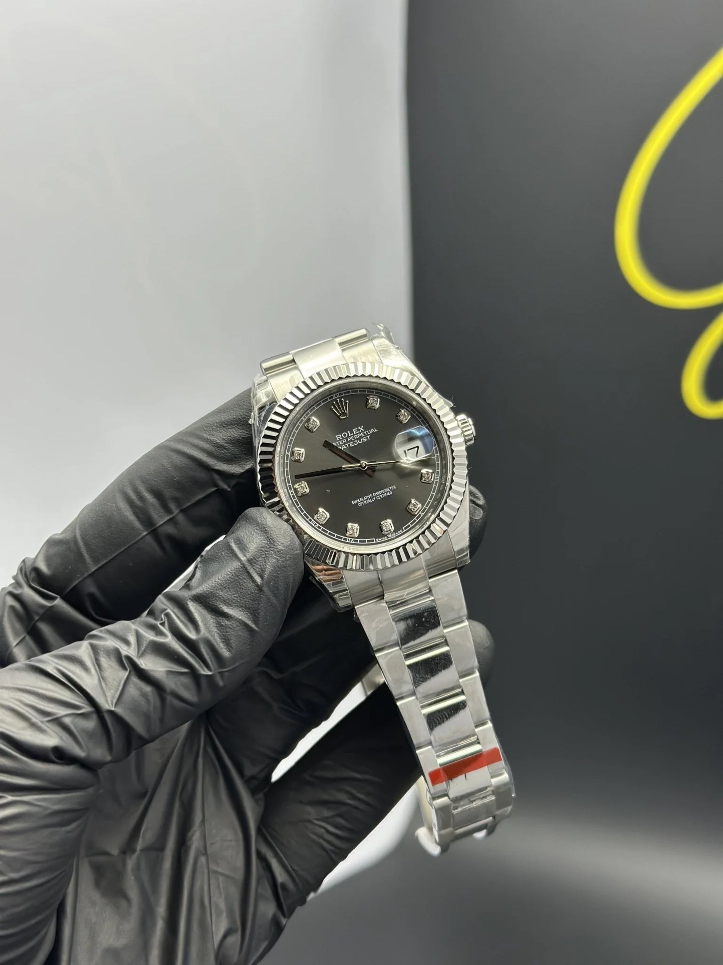 Super Clones Rolex Clean Factory Datejust 41mm Stainless Steel Silver Oyster Bracelet Grey Stone Figures Dial Caliber 3235 Swiss Movement