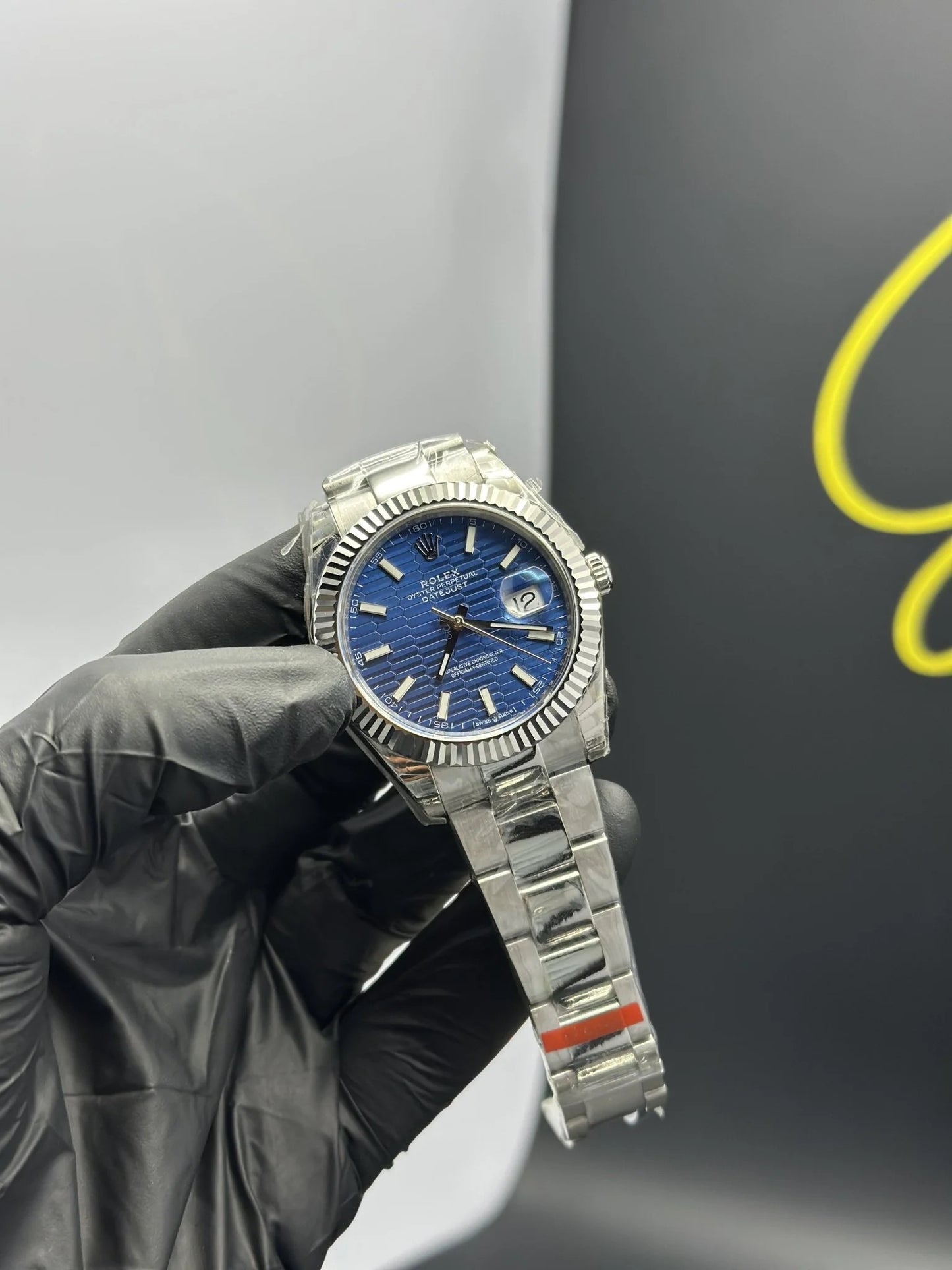 Super Clones Rolex Clean Factory Datejust 41mm Stainless Steel Silver Oyster Bracelet Blue Textured Dial Caliber 3235 Swiss Movement