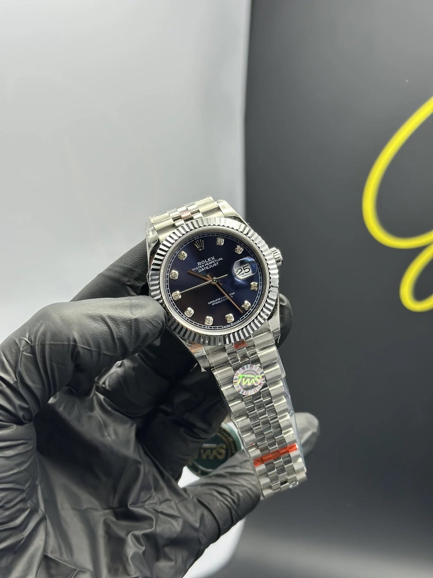 Super Clones Rolex Clean Factory Datejust 41mm Stainless Steel Silver Jubilee Bracelet Navy Blue Stone Figures Dial Caliber 3235 Swiss Movement