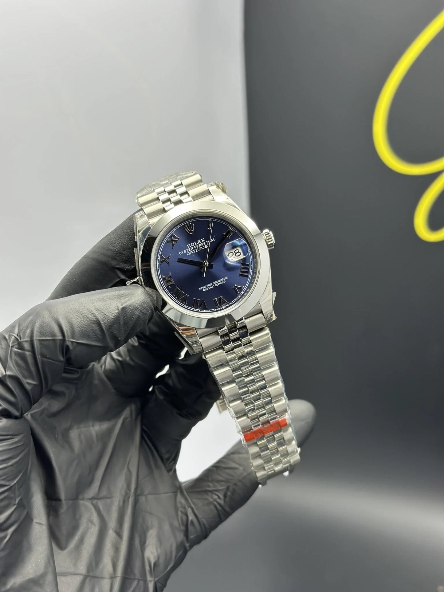 Super Clones Rolex Clean Factory Datejust 41mm Stainless Steel Silver Jubilee Bracelet Navy Blue Roman Dial Domed Bezel Caliber 3235 Swiss Movement