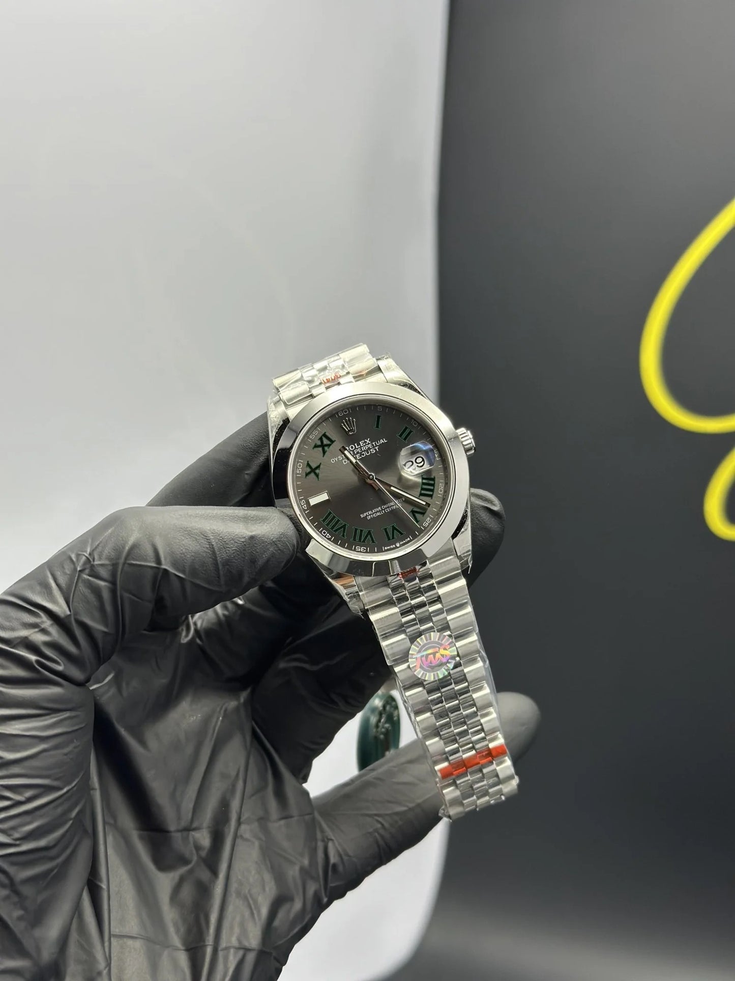 Super Clones RLX Clean Factory Datejust 41mm Stainless Steel Silver Jubilee Bracelet Grey Wimbledon Dial Domed Bezel Caliber 3235 Swiss Movement