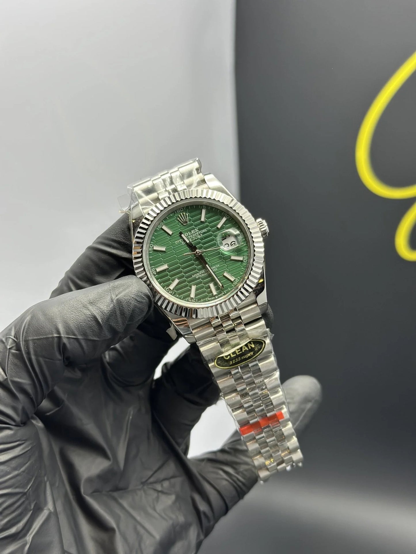 Super Clones Rolex Clean Factory Datejust 41mm Stainless Steel Silver Jubilee Bracelet Green Textured Dial Caliber 3235 Swiss Movement