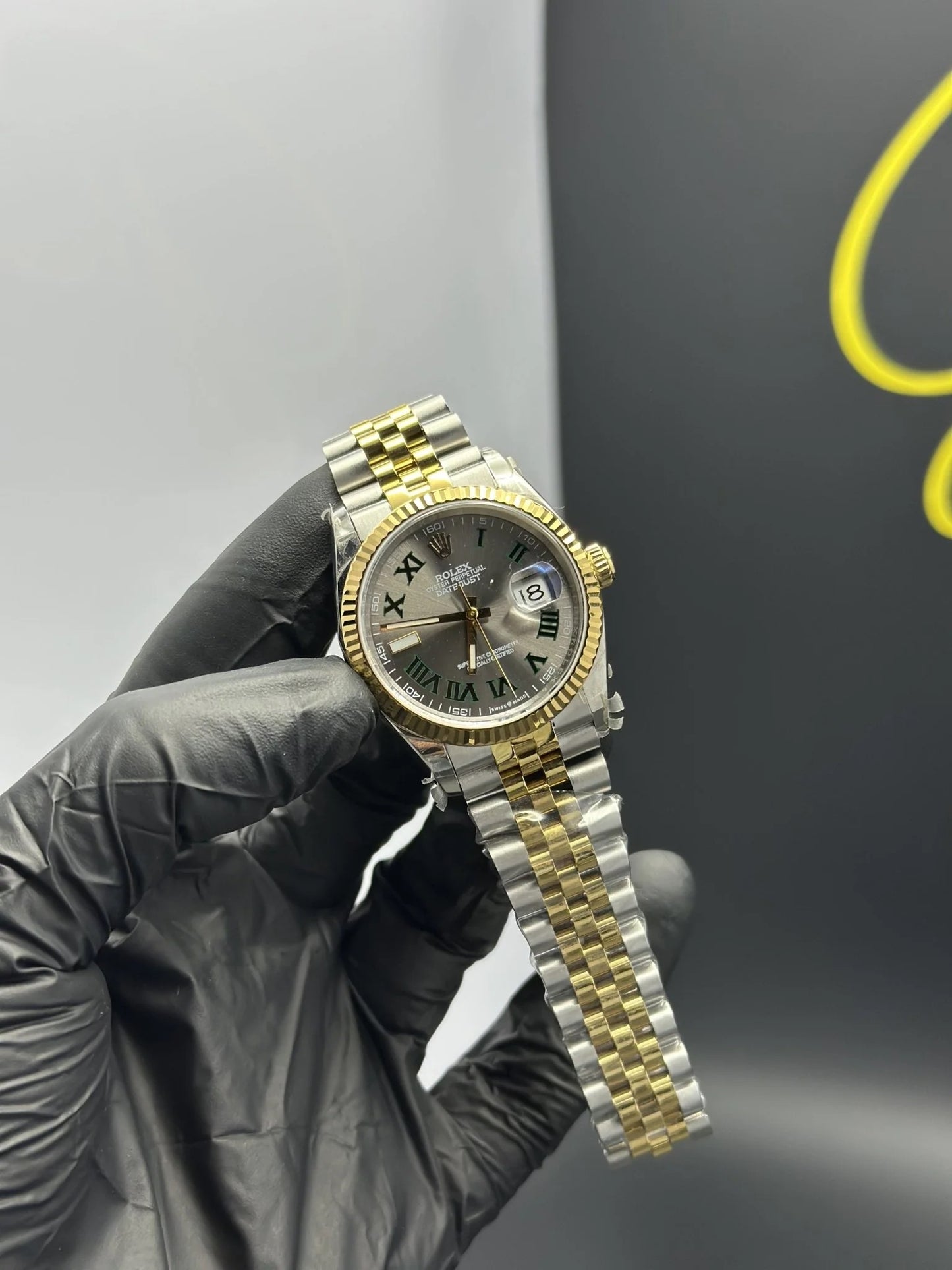 Super Clones Rolex Clean Factory Datejust 36mm Stainless Steel Silver-Gold 2 Tone Jubilee Bracelet Grey Wimbledon Dial Caliber 3235 Swiss Movement