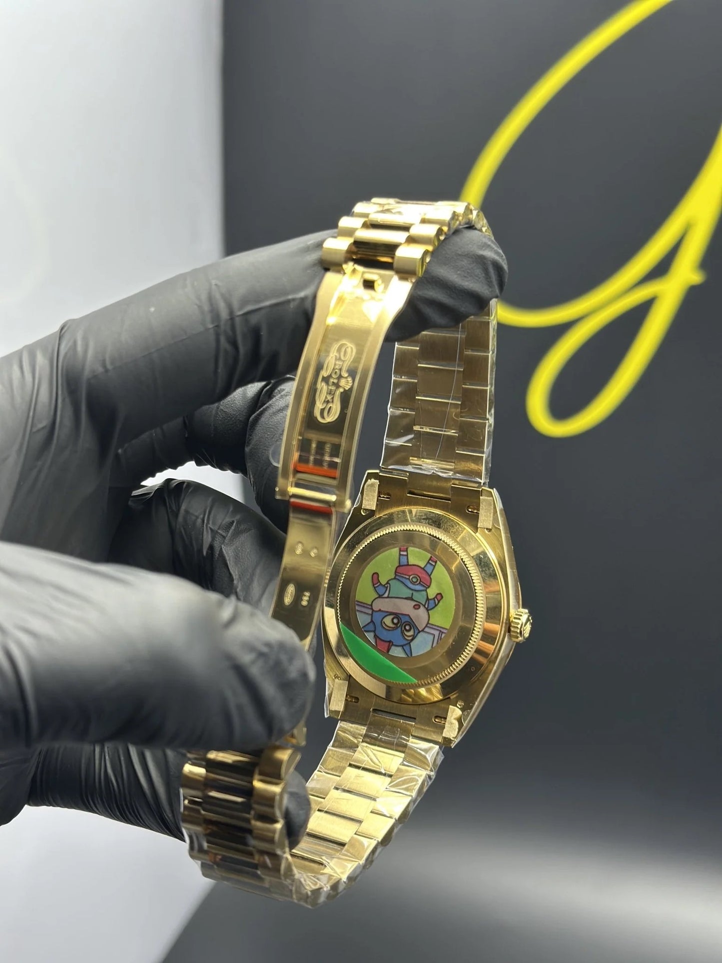 Super Clones Rolex The Most Premium ARF Factory Daydate 40mm Stainless Steel Gold Presidential Bracelet Green Dual Shade Roman Dial Caliber 3255 Swiss Movement