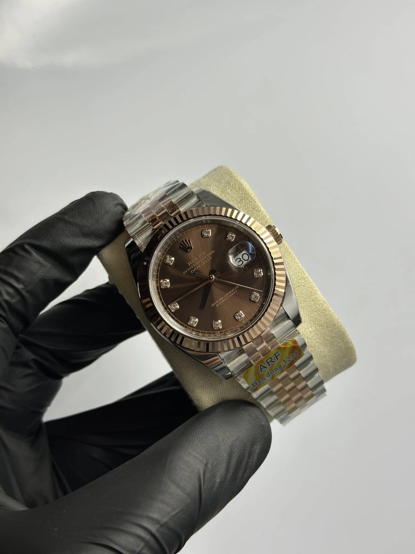 Super Clones Rolex The Most Premium ARF Factory Datejust 41mm Stainless Steel Silver-Rosegold 2 Tone Jubilee Bracelet Brown Stone Figures Dial Caliber 3235 Swiss Movement