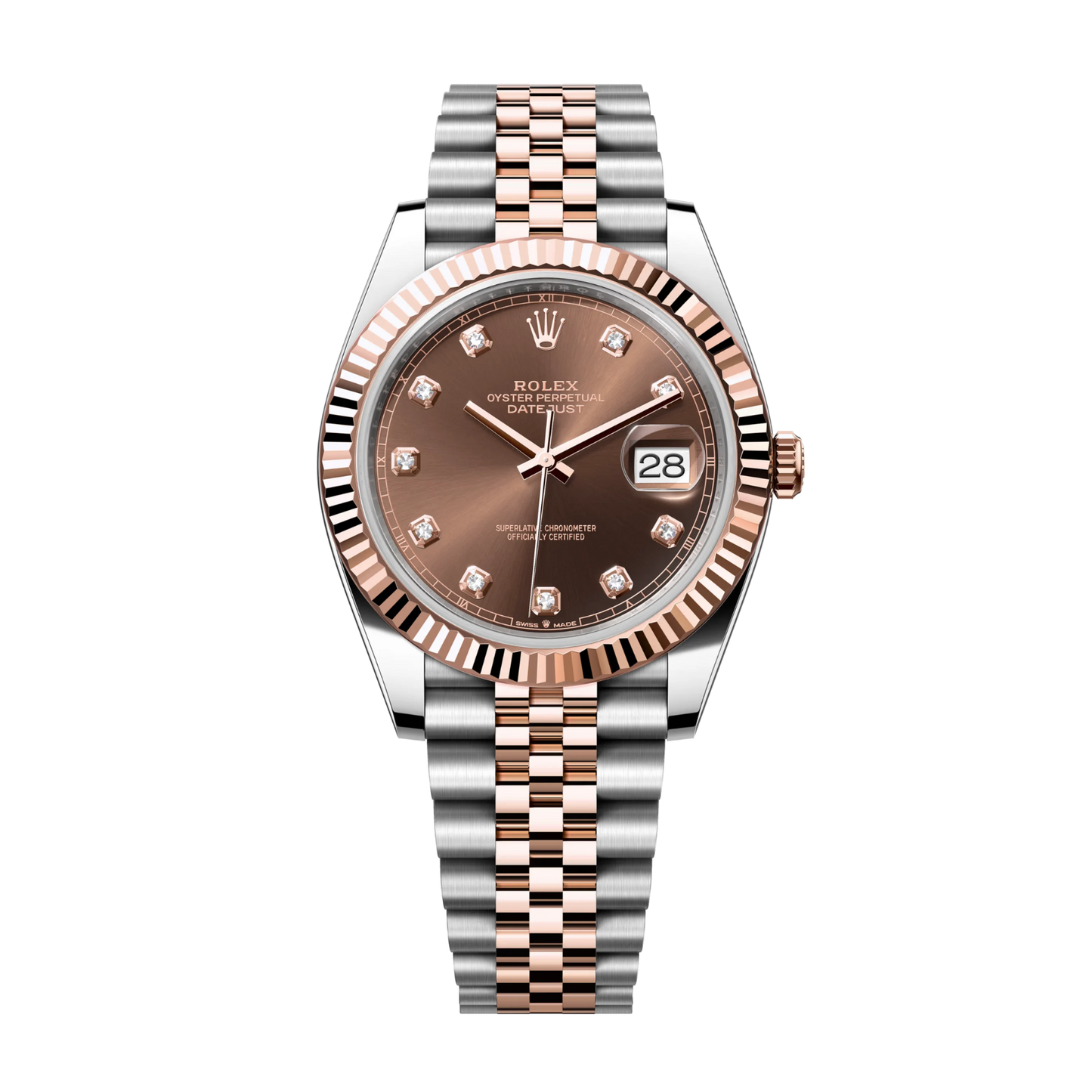 Super Clones Rolex The Most Premium ARF Factory Datejust 41mm Stainless Steel Silver-Rosegold 2 Tone Jubilee Bracelet Brown Stone Figures Dial Caliber 3235 Swiss Movement