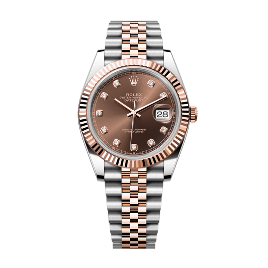 Super Clones Rolex The Most Premium ARF Factory Datejust 41mm Stainless Steel Silver-Rosegold 2 Tone Jubilee Bracelet Brown Stone Figures Dial Caliber 3235 Swiss Movement