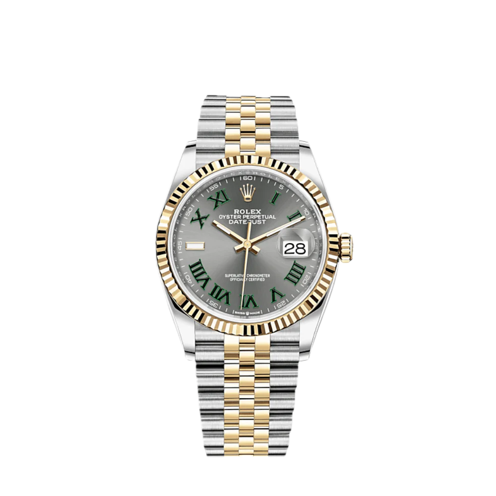 Super Clones Rolex Clean Factory Datejust 36mm Stainless Steel Silver-Gold 2 Tone Jubilee Bracelet Grey Wimbledon Dial Caliber 3235 Swiss Movement