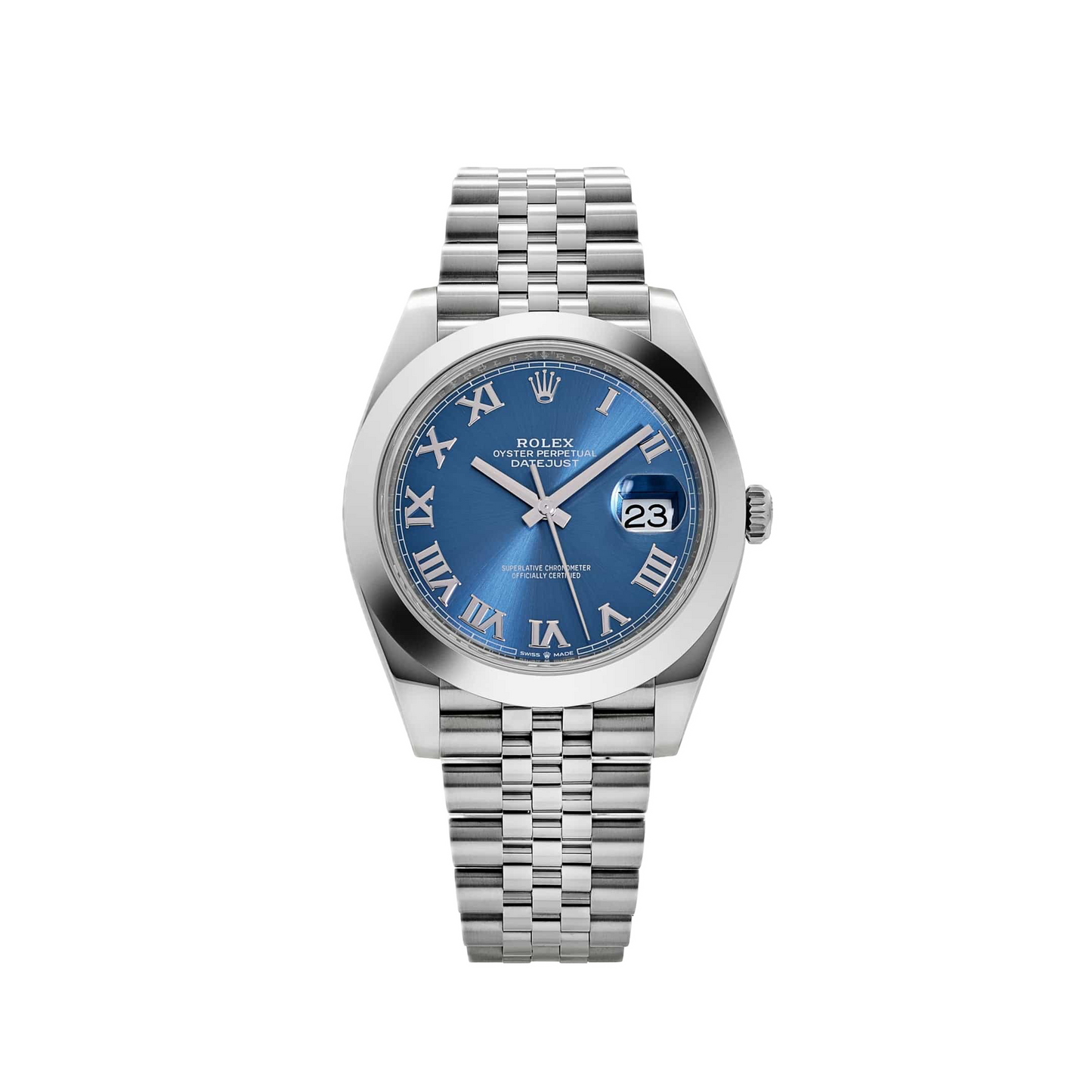 Super Clones Rolex Clean Factory Datejust 41mm Stainless Steel Silver Jubilee Bracelet Navy Blue Roman Dial Domed Bezel Caliber 3235 Swiss Movement