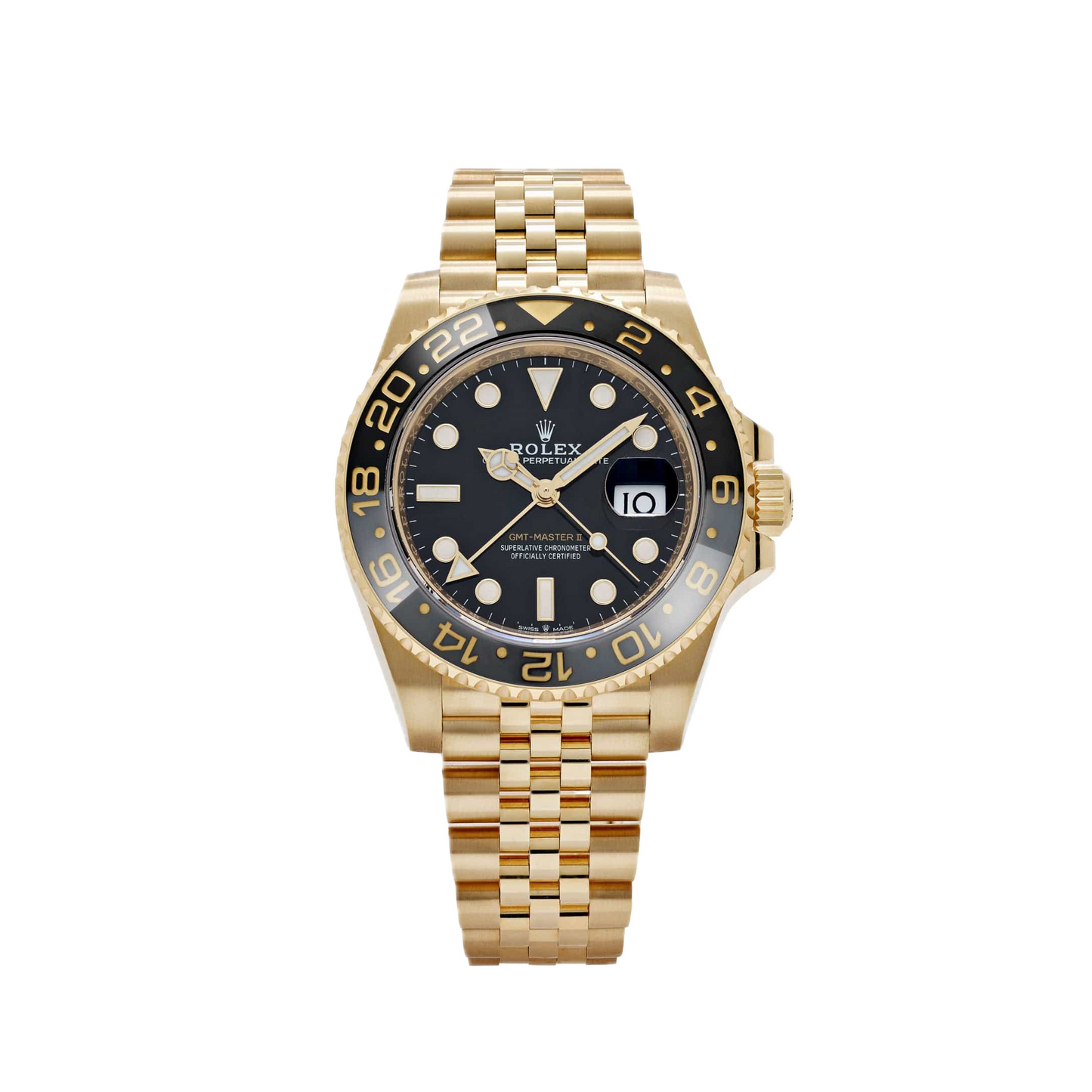 Super Clones Rolex Clean Factory GMT Master II Stainless Steel Gold Jubilee Bracelet Bruce Wayne Dial Caliber 3285 Swiss Movement