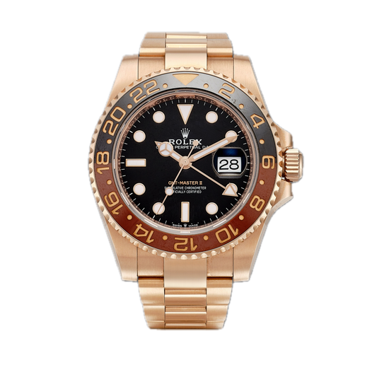 Super Clones Rolex Clean Factory GMT Master II Stainless Steel Rosegold Oyster Bracelet Root Beer Dial Caliber 3285 Swiss Movement