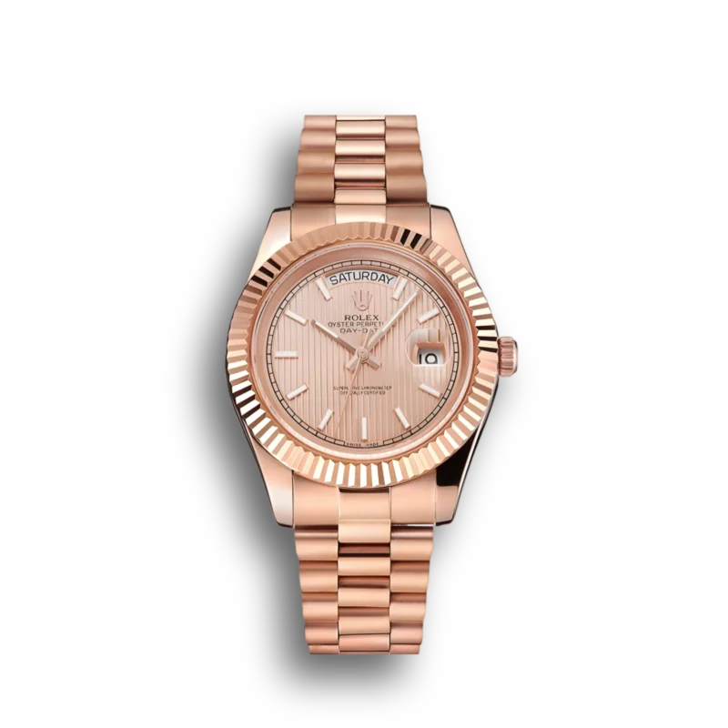 Super Clones Rolex Clean Factory Daydate 40mm Stainless Steel Rosegold Presidential Bracelet Rosegold Lining Dial Caliber 3255 Swiss Movement
