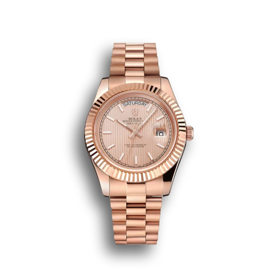 Super Clones Rolex Clean Factory Daydate 40mm Stainless Steel Rosegold Presidential Bracelet Rosegold Lining Dial Caliber 3255 Swiss Movement